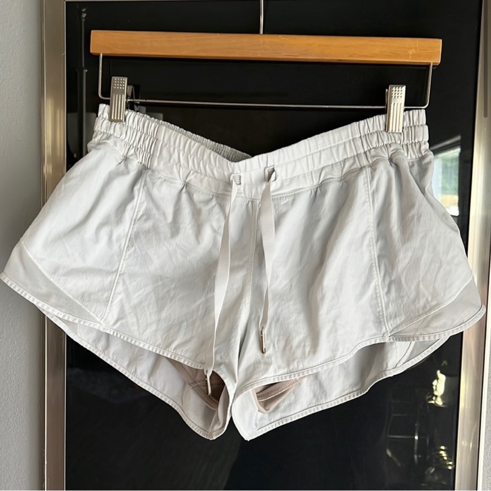 Light grey lululemon running shorts